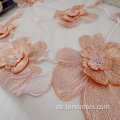 100% Polyester 3D Blume Applique Stickerei Mesh Stoff